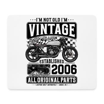 2006 Vintage Birthday Cafe Racer Motorcycle - Mouse Pad (horizontal) - white - Front