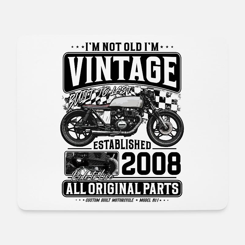 2008 Jahrgang Geburtstag Cafe Racer Motorrad - Mousepad (Querformat) - Weiß