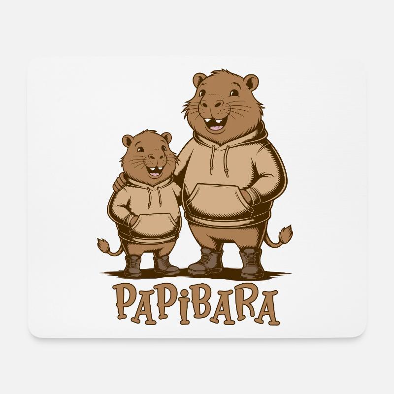 Papibara Papi Capybara Vater Lustig Papa Vatertag - Mousepad (Querformat) - Weiß