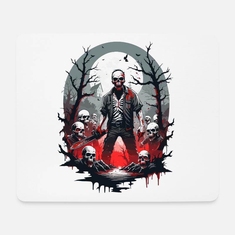 Zombie Skelett - Mousepad (Querformat) - Weiß