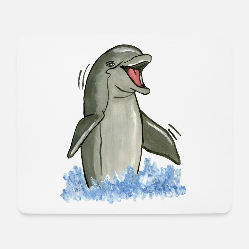 stehender Delphin - stehender Delphin - Delphin - Mousepad (Querformat) - Weiß