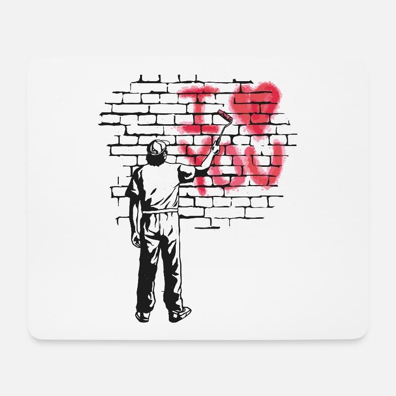 I love you Brick wall painting - Mousepad (Querformat) - Weiß
