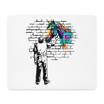 Horse Brick wall painting - Mouse Pad (horizontal) - white - Front