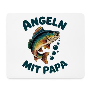 Angeln mit Papa mit springendem Barsch - Mousepad (Querformat) - Weiß - Vorne