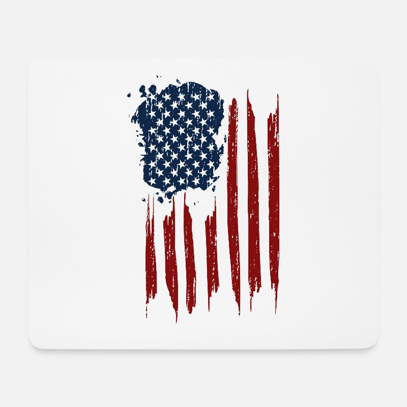 US Flag - USA Flagge - Mousepad (Querformat) - Weiß