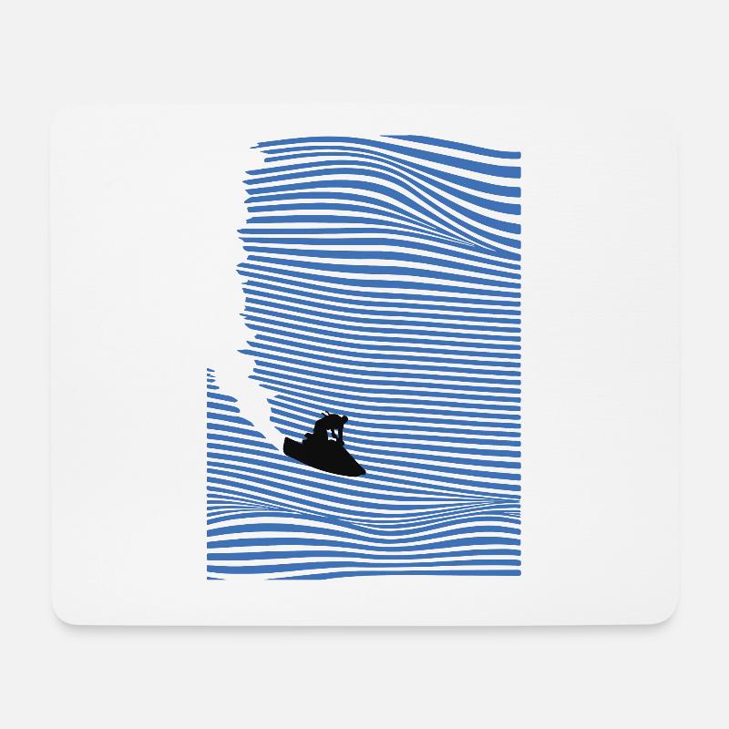 Jetski Welle - Mousepad (Querformat) - Weiß