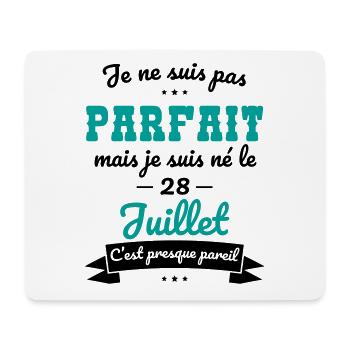 Anniversaire - Pas parfait mais né le 28 Juillet - Tapis de souris (format paysage) - blanc - Devant