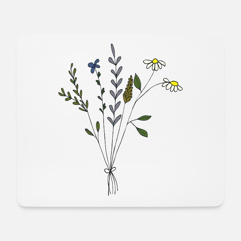blumenwiesen strauss - Mousepad (Querformat) - Weiß