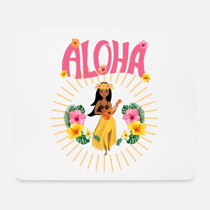 Aloha - Hawai - Pazifik - Urlaub - Blumenmädchen - Mousepad (Querformat) - Weiß