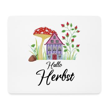 Bonjour Automne Crapaud Nain Maison fantaisie - Tapis de souris (format paysage) - blanc - Devant