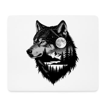 Black Wolf Wolf Portrait. Wolf design - Mouse Pad (horizontal) - white - Front