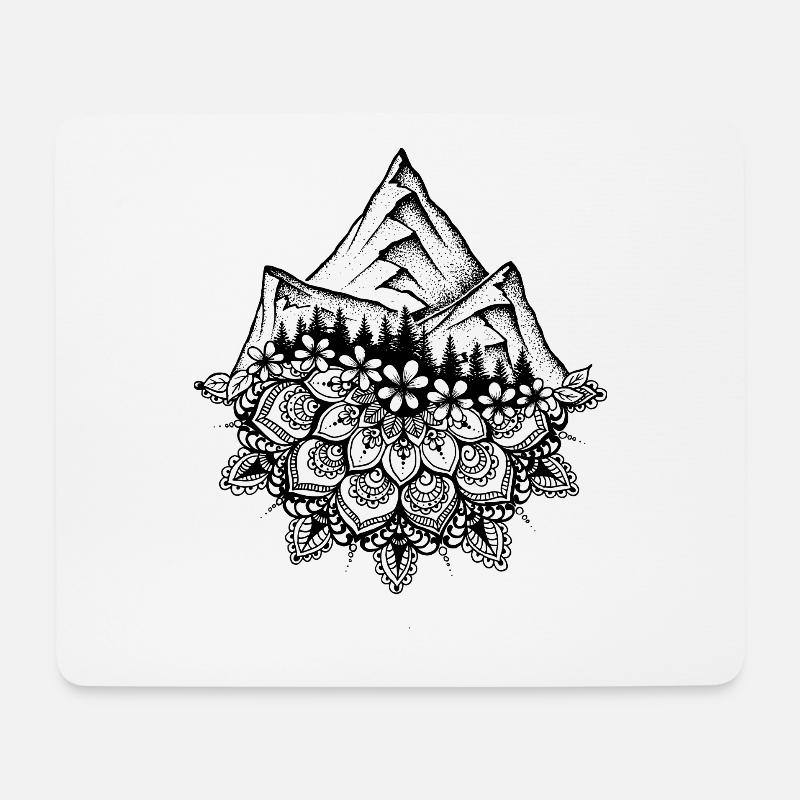 Mandala und Berge - Mousepad (Querformat) - Weiß