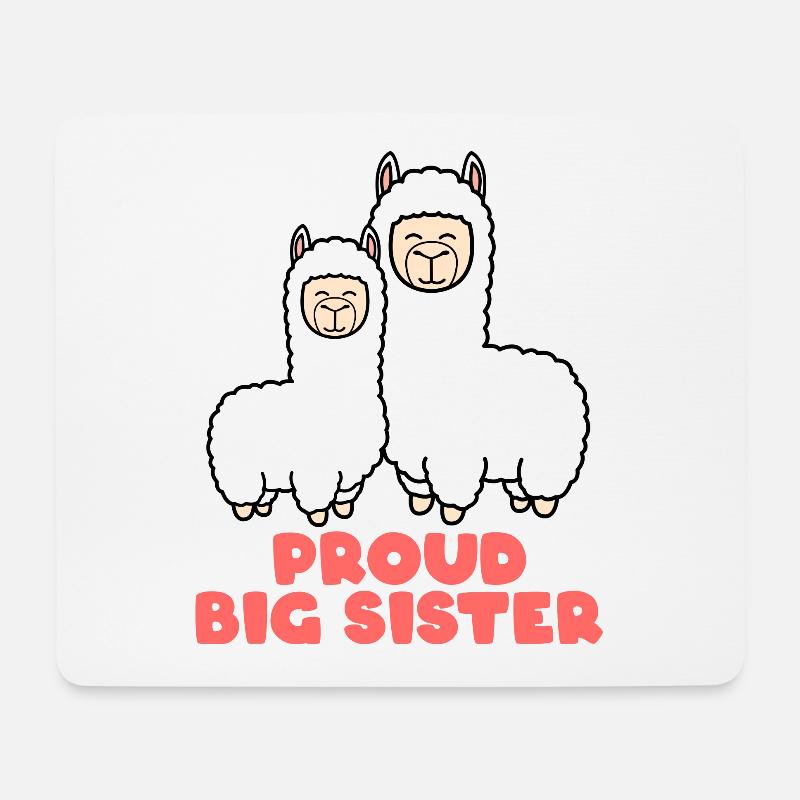 Proud big sister Lama - Mousepad (Querformat) - Weiß