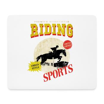 Reiten Pferd Reiterin Springen Sport Vintage Retro - Mousepad (Querformat) - Weiß - Vorne