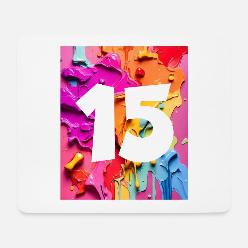 NR. 15 NUMMER 15 BUNT 15. GEBURTSTAG - Mousepad (Querformat) - Weiß