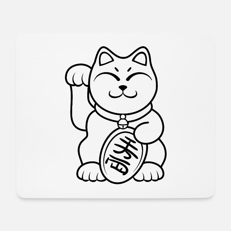 Glückskatze - Mousepad (Querformat) - Weiß