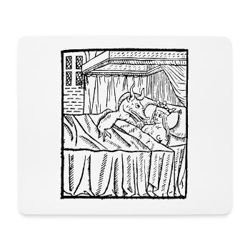 Das Tier im Bett - Mousepad (Querformat) - Weiß - Vorne
