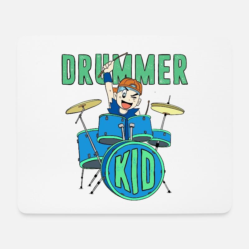Drummer Kid - Schlagzeug Kinder Motiv - Mousepad (Querformat) - Weiß