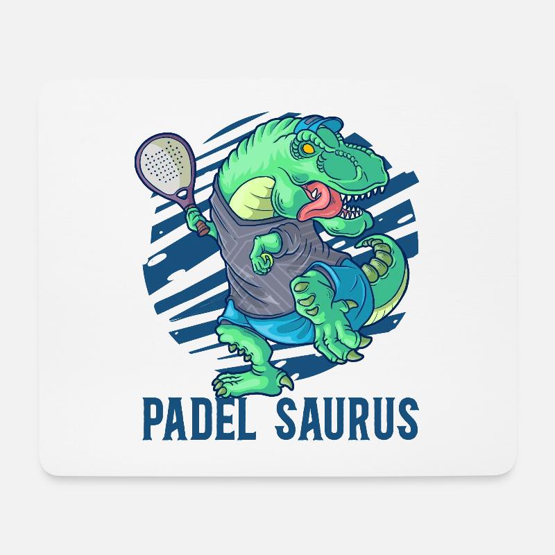 Padel Saurus Dinosaurier T Rex Padelista - Mousepad (Querformat) - Weiß