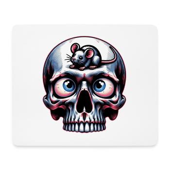 Bunter Skull mit süßer kleiner Maus auf der Stirn - Mousepad (Querformat) - Weiß - Vorne