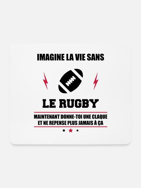 Imagine la vie sans le rugby : cadeau rugbyman - Tapis de souris (format paysage) - blanc