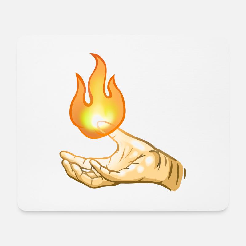 Flamme über der Hand - Mousepad (Querformat) - Weiß