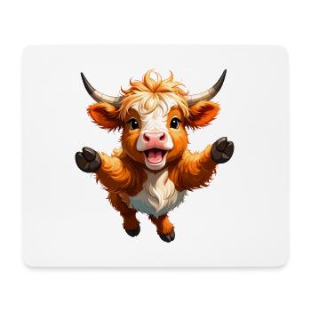 Highland cow in leap – Dynamic animal design - Mouse Pad (horizontal) - white - Front