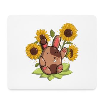 Lapin et tournesol - Tapis de souris (format paysage) - blanc - Devant