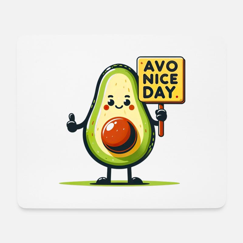 Fröhliche Avocado mit positiver Botschaft Zeichen - Mousepad (Querformat) - Weiß