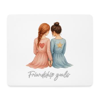Petites amies Aquarelle – Rousse et brune de dos - Tapis de souris (format paysage) - blanc - Devant