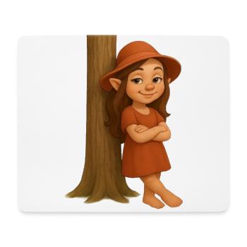 Zwergin lässig am Baum lehnend - Mousepad (Querformat) - Weiß - Vorne
