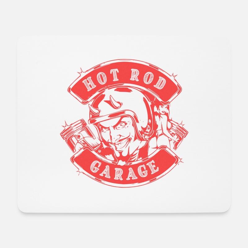 Hot Rod Garage V8 - Mousepad (Querformat) - Weiß