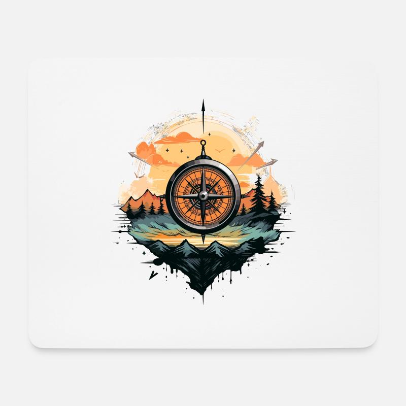 Kompass Landschaft - Mousepad (Querformat) - Weiß