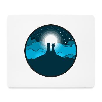 Katzen Nacht Stars Sterne Wolken Geschenk Himmel - Mousepad (Querformat) - Weiß - Vorne