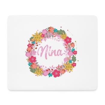 nina,blumen,blumenkranz,floral,illustration - Mousepad (Querformat) - Weiß - Vorne