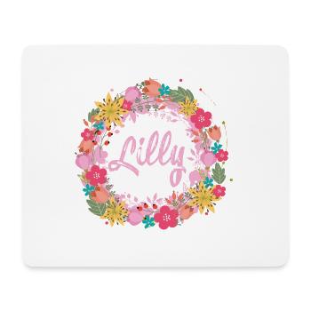 lilly,blumen,blumenkranz,floral,illustration - Mousepad (Querformat) - Weiß - Vorne