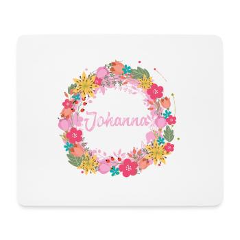 johanna ,flowers,flower wreath,floral,illustrati - Mouse Pad (horizontal) - white - Front
