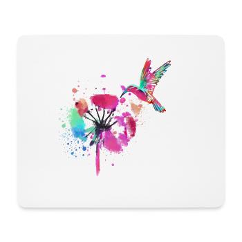 hummingbird,graffiti,painting, flowers,bird,flower,colorful - Mouse Pad (horizontal) - white - Front