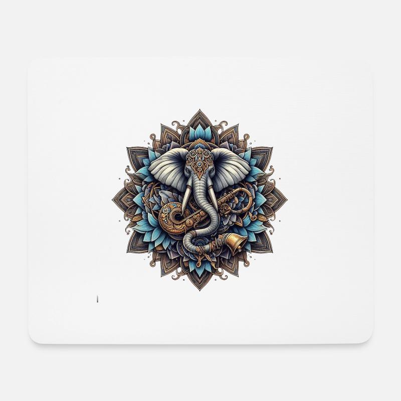 Elefantenmandala im Steampunk-Stil - Mousepad (Querformat) - Weiß