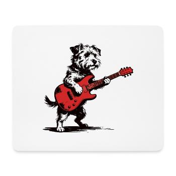 Yorkie Rocker: Vintage Dog with Guitar Design - Mouse Pad (horizontal) - white - Front