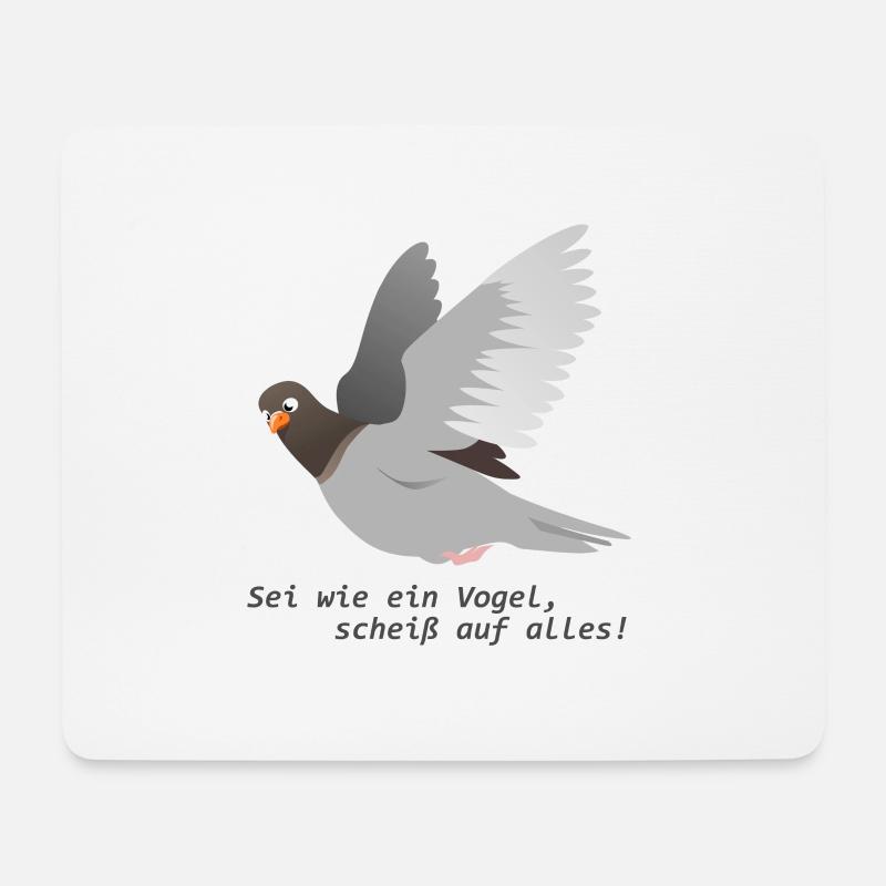Taube Scheiß Auf Alles - Mousepad (Querformat) - Weiß