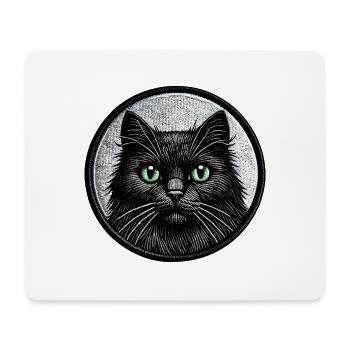 Motif mystérieux de chat noir – graphisme unique - Tapis de souris (format paysage) - blanc - Devant