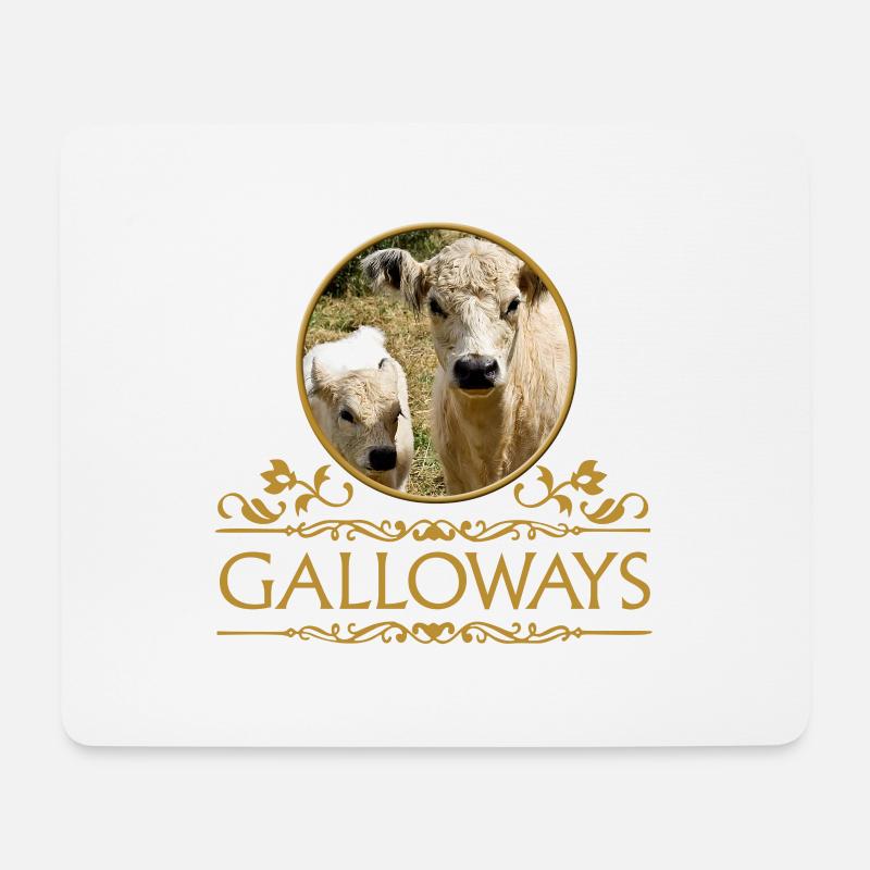 Galloways kuh kalb gold decor - Mousepad (Querformat) - Weiß