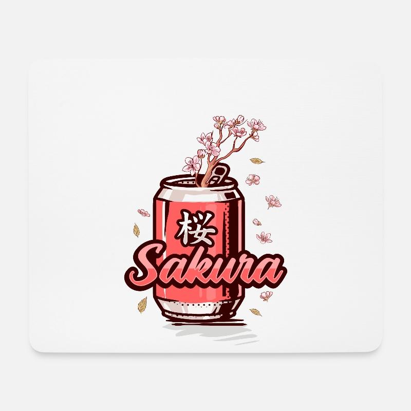 Cerisier japonais Sakura Blossom Can Cherry Tree - Tapis de souris (format paysage) - blanc