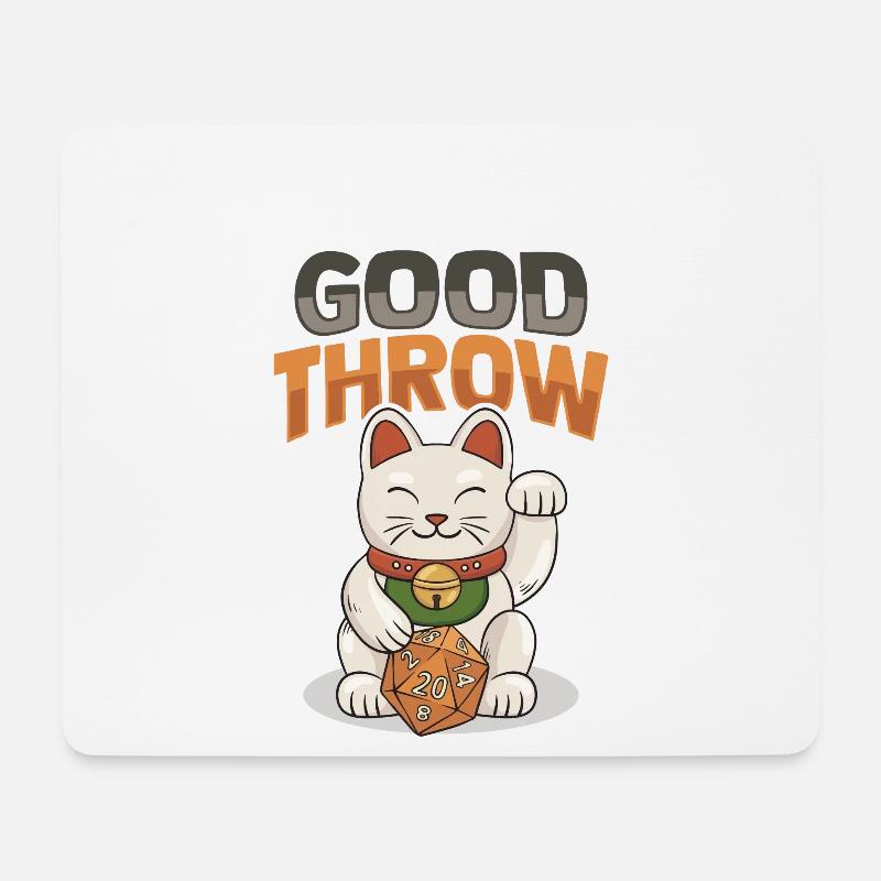 Chinesische Katze-Winken-Design für einen - Mousepad (Querformat) - Weiß