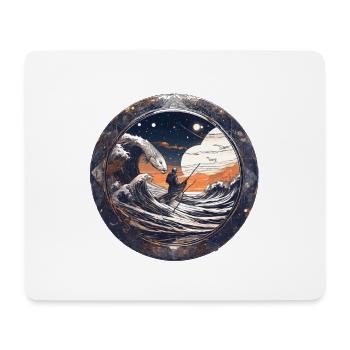 Pike,Fish,Angler,Anime,Sea,Waves,Stars - Mouse Pad (horizontal) - white - Front