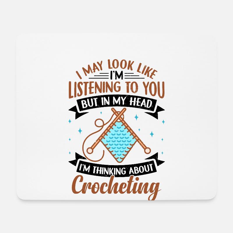 Lustiges Häkeln Design - Mousepad (Querformat) - Weiß