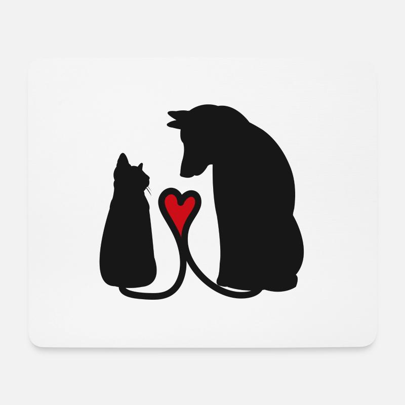 Hund & Katz - Mousepad (Querformat) - Weiß
