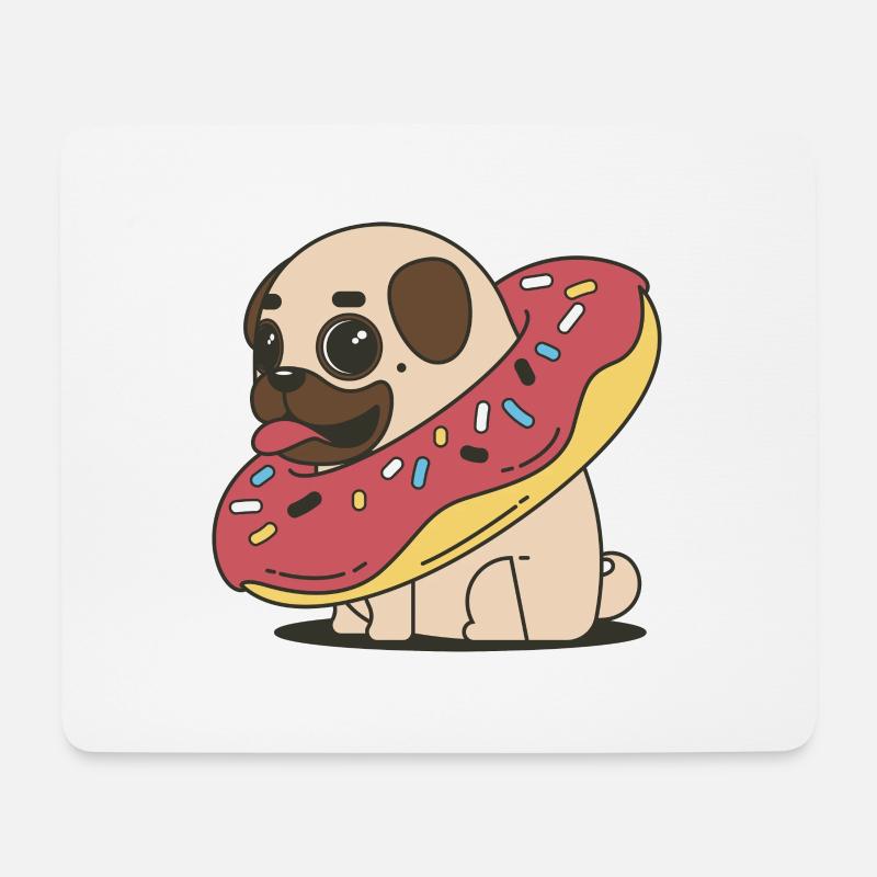 Ein dicker süßer Mops im Doughnut - Mousepad (Querformat) - Weiß