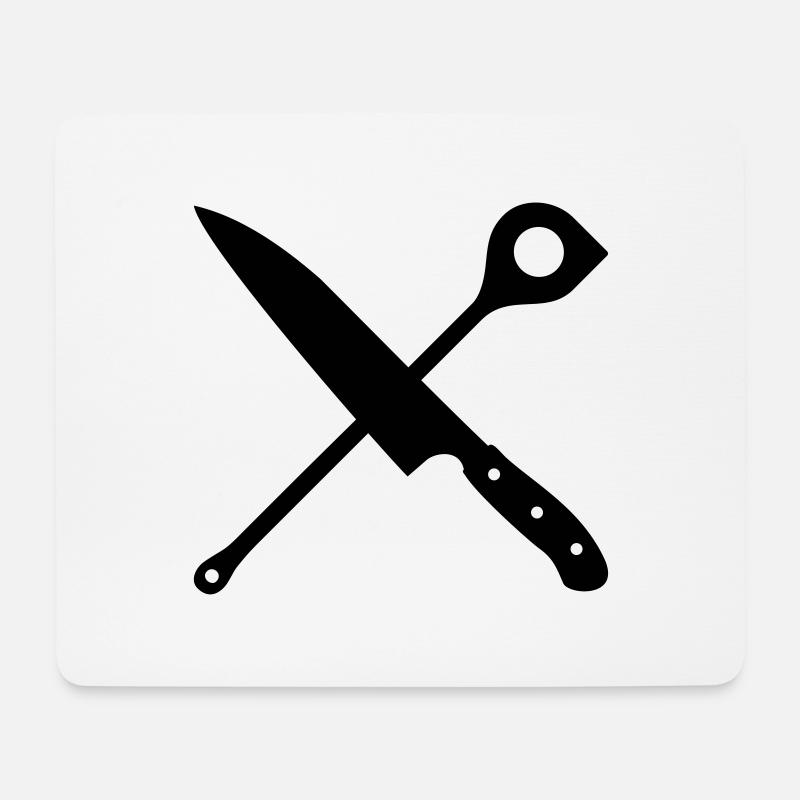 Messer & Kochlöffel - Mousepad (Querformat) - Weiß
